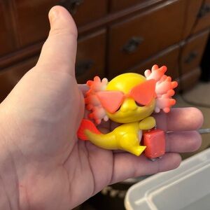 Yellow Axolotl Figurine with Sunglasses